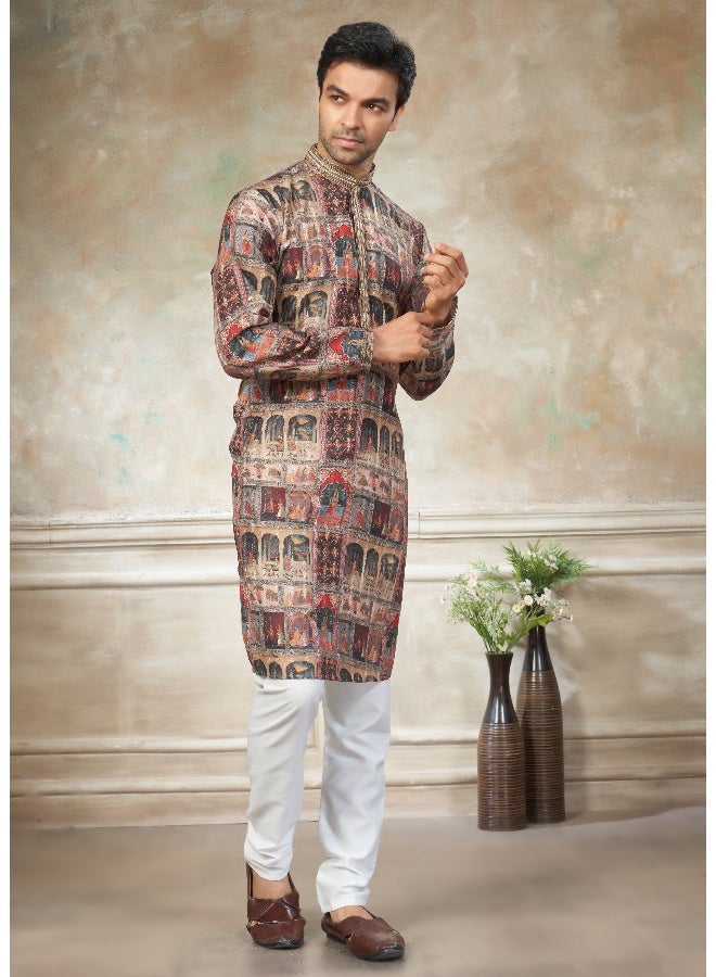 OUTLUK Multicolour Cotton Kurta for Men - Image 3